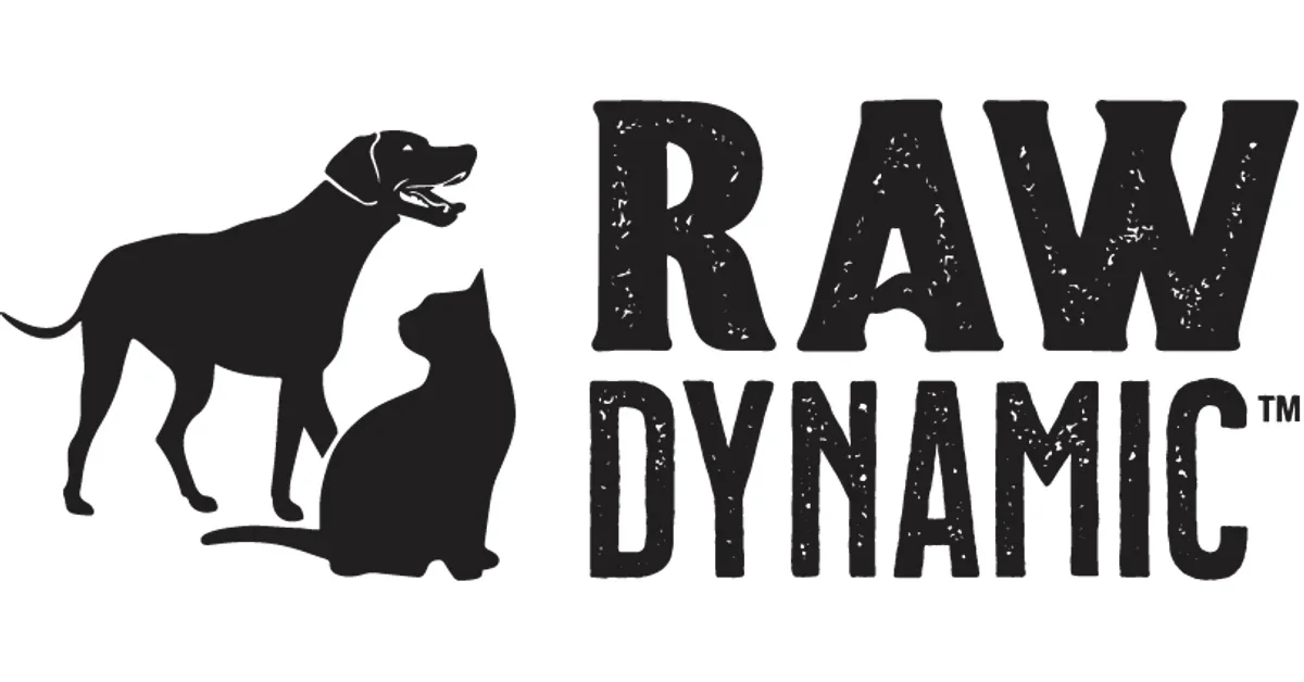 Black silhouette of a dog and a rat with the words 'RAW DYNAMIC' in bold, distressed text