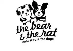 Logo of 'The Bear & The Rat' with illustrations of a dog and a rat, and the tagline 'cool treats for dogs'.