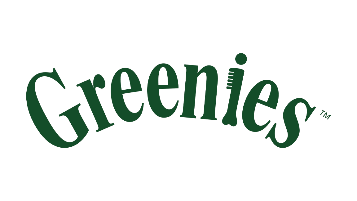 Greenies logo in green text with a curved font on a black background.