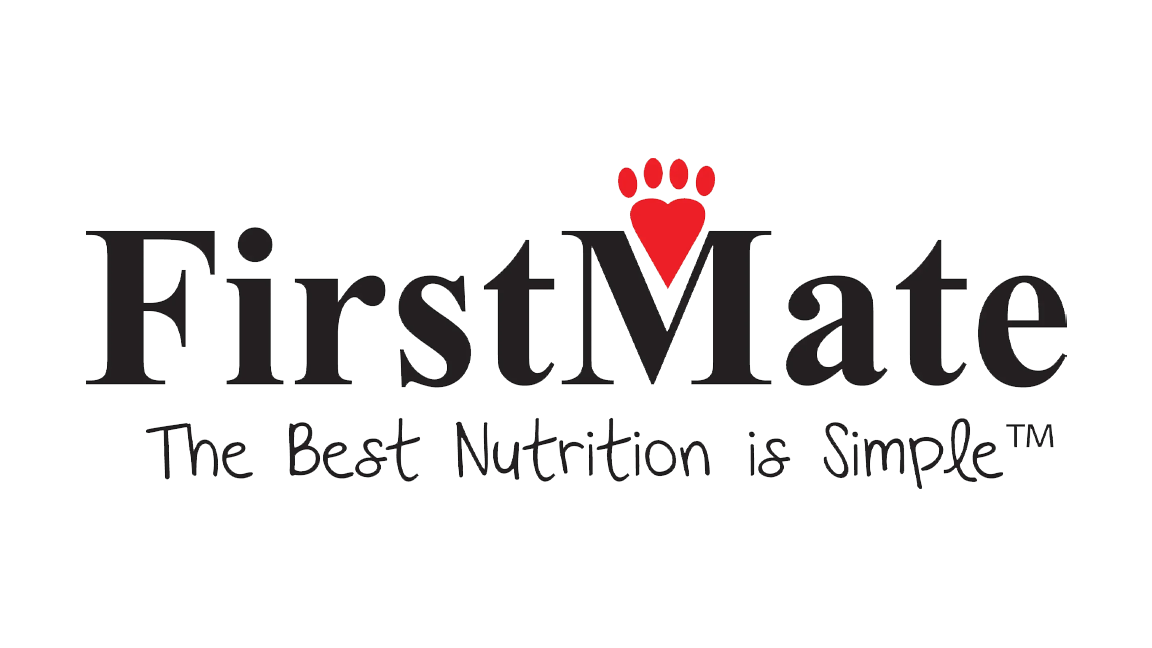 FirstMate logo featuring a red paw print heart and the slogan ‘The Best Nutrition is Simple’