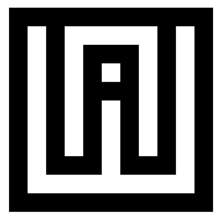 Ein schwarz-weißer, geometrischer Labyrinth-Design.