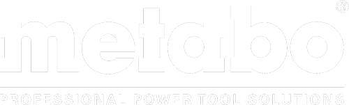 Logo mit dem Wort 'metabo' in großen weißen Buchstaben auf schwarzem Hintergrund.