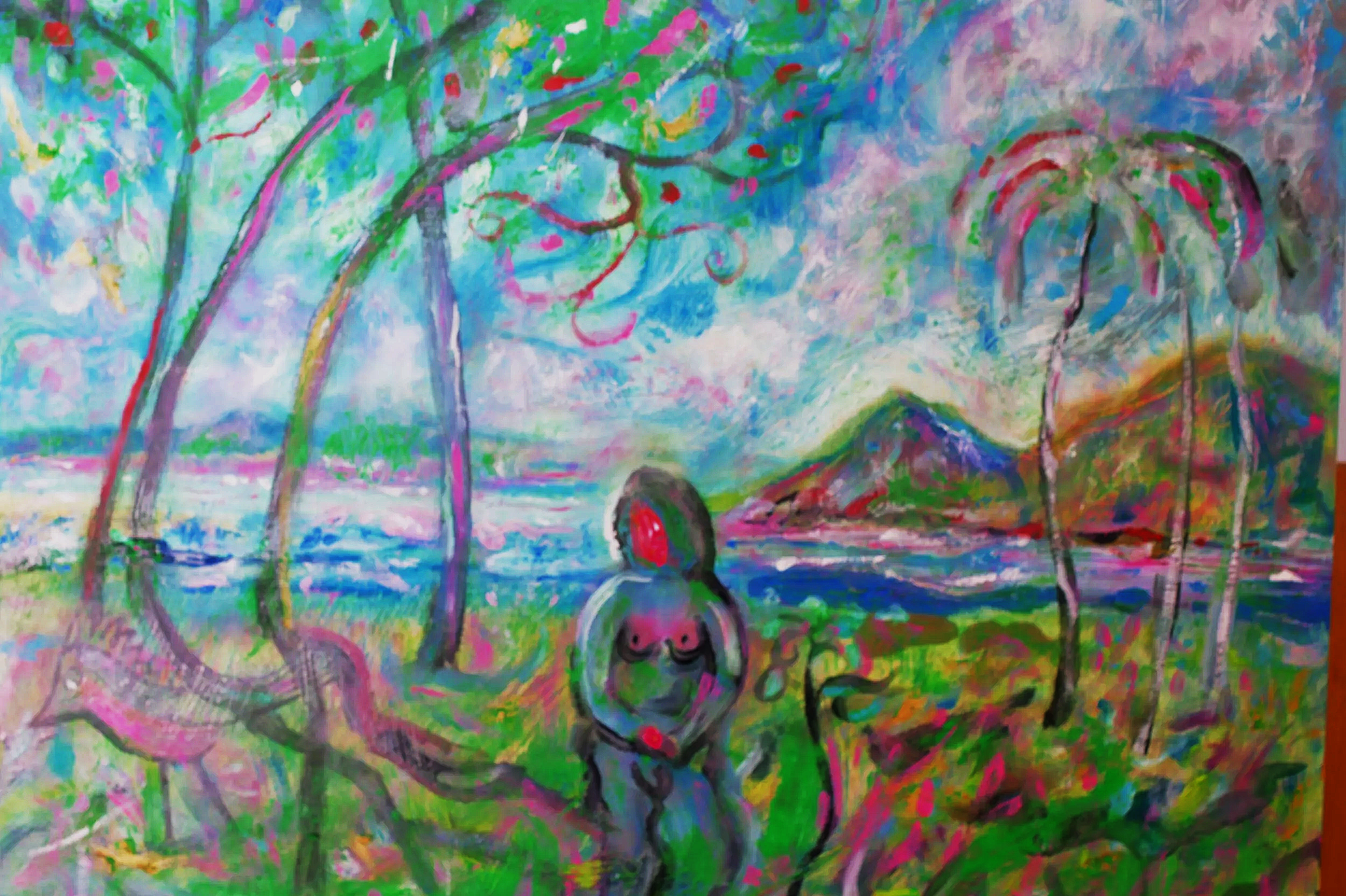 Bird of Paradise in the Philippines (2024) Mixed media on wooden panel [25X55cm] 1000US