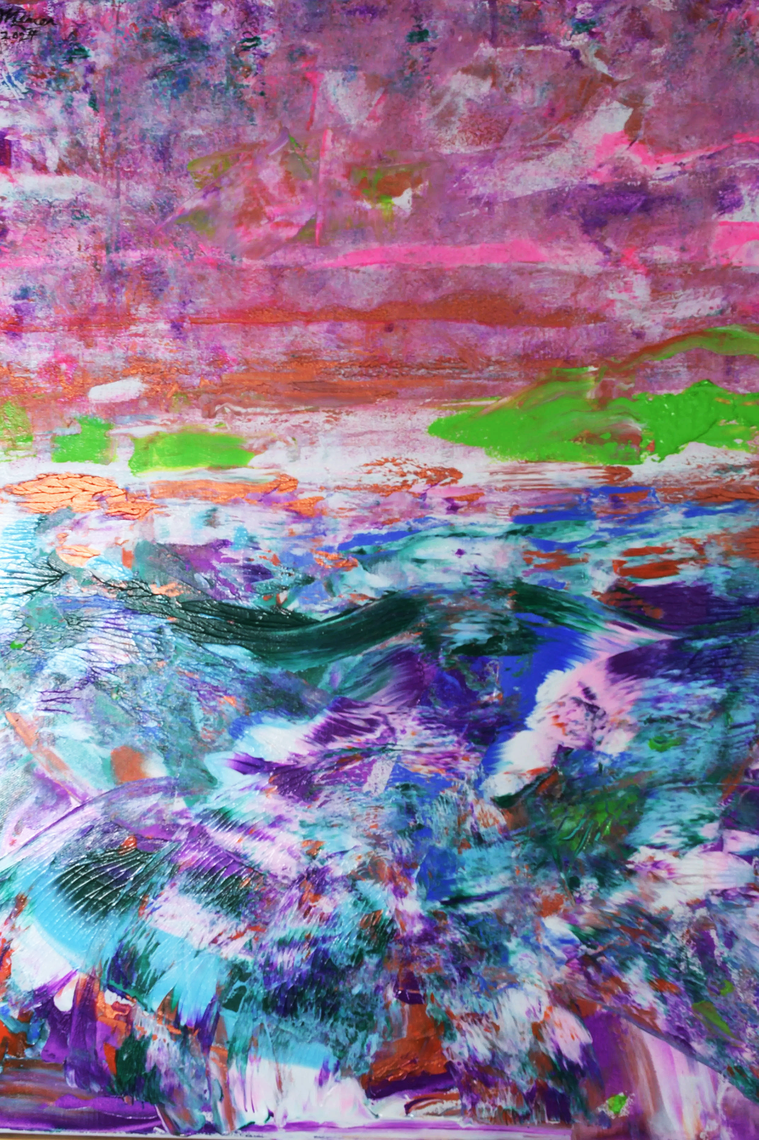 Labrador Sea & Greenland (2024) Mixed media on canvas [40X80]. 2000US