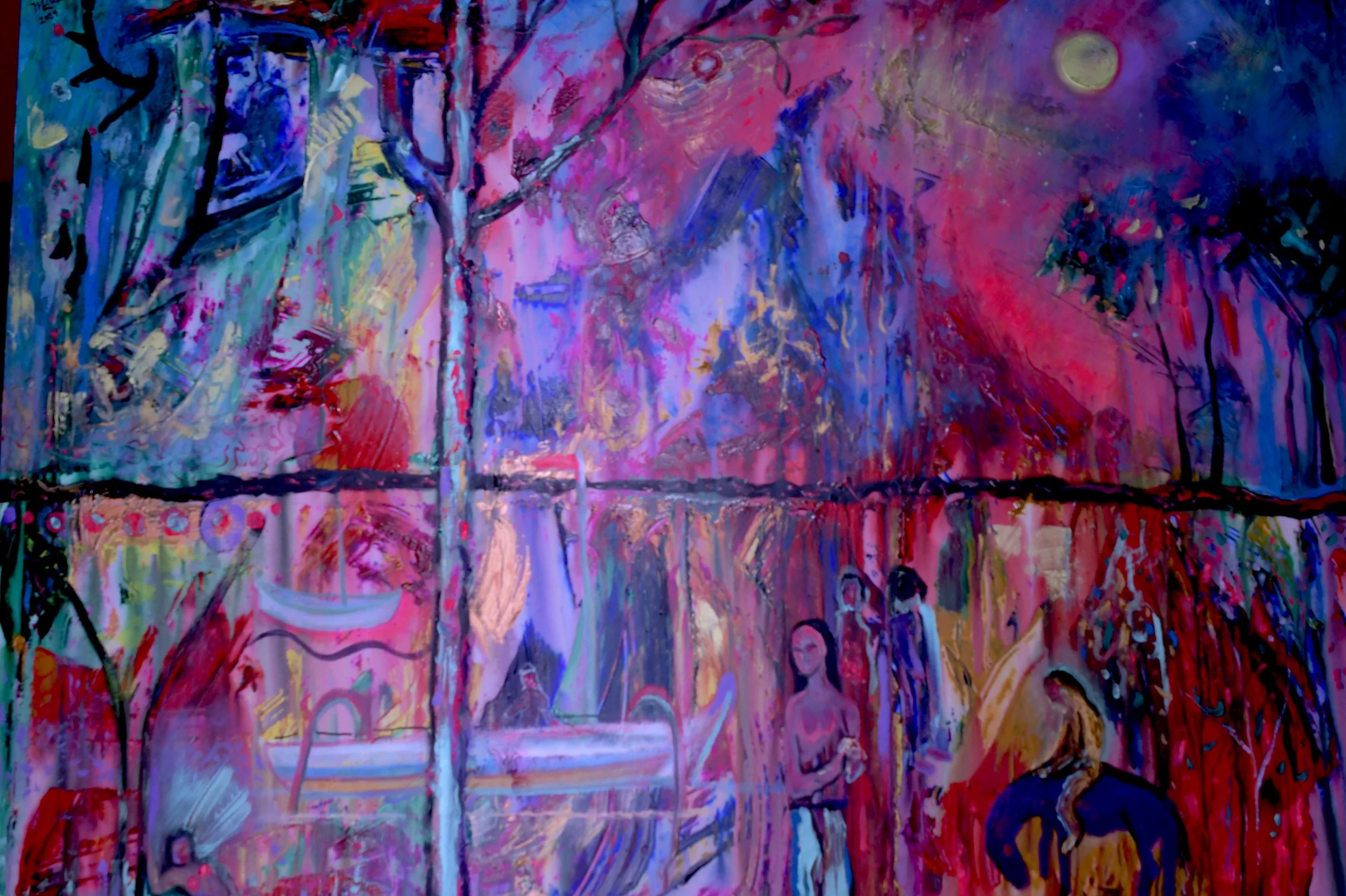 Under the Volcano in Bali (2024) Mixed media on canvas [300X600cm]. 10000US