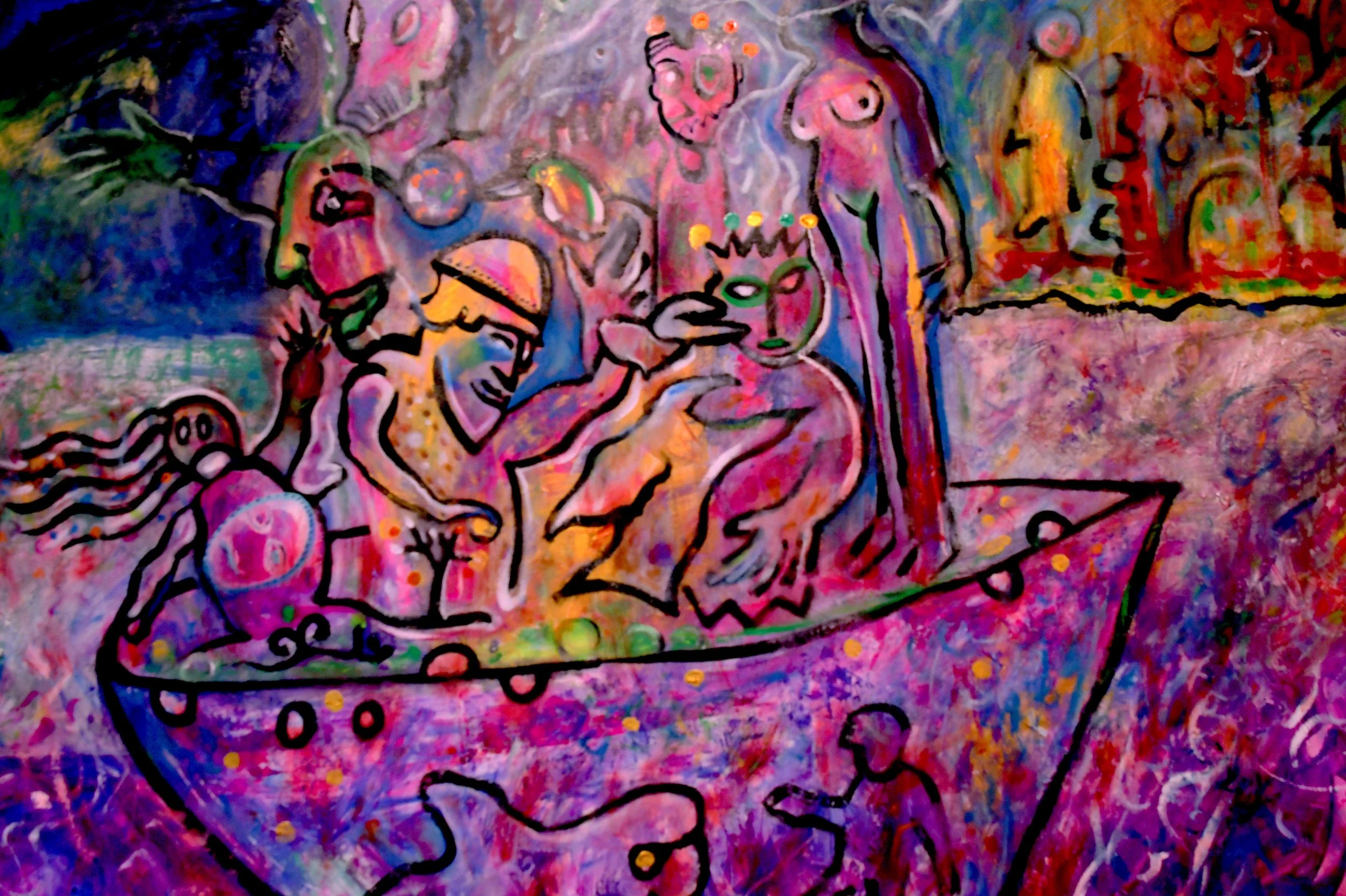 European Refugees (2025) mixed media on canvas [200X300cm]. 10000US