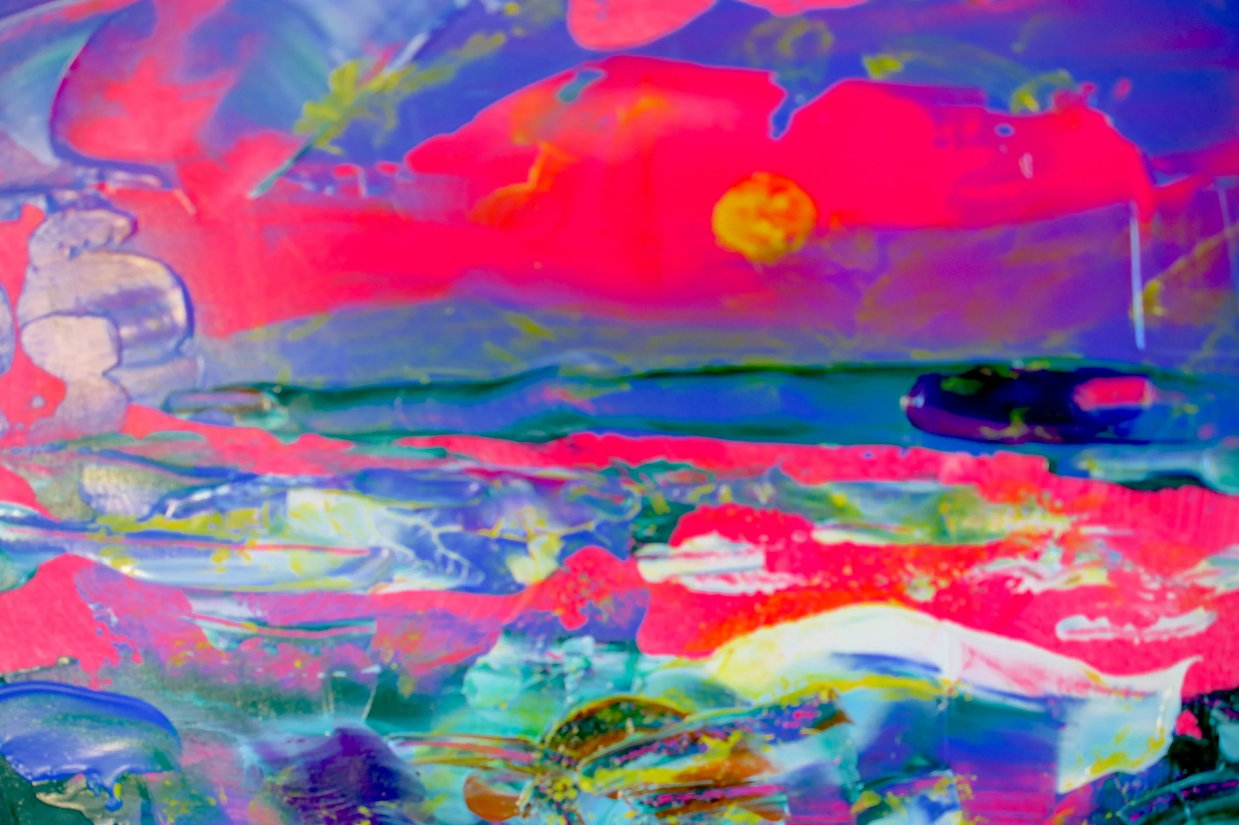 Sunrise in Cape Breton (2024) Mixed media on wooden panel [20X40cm]  500US