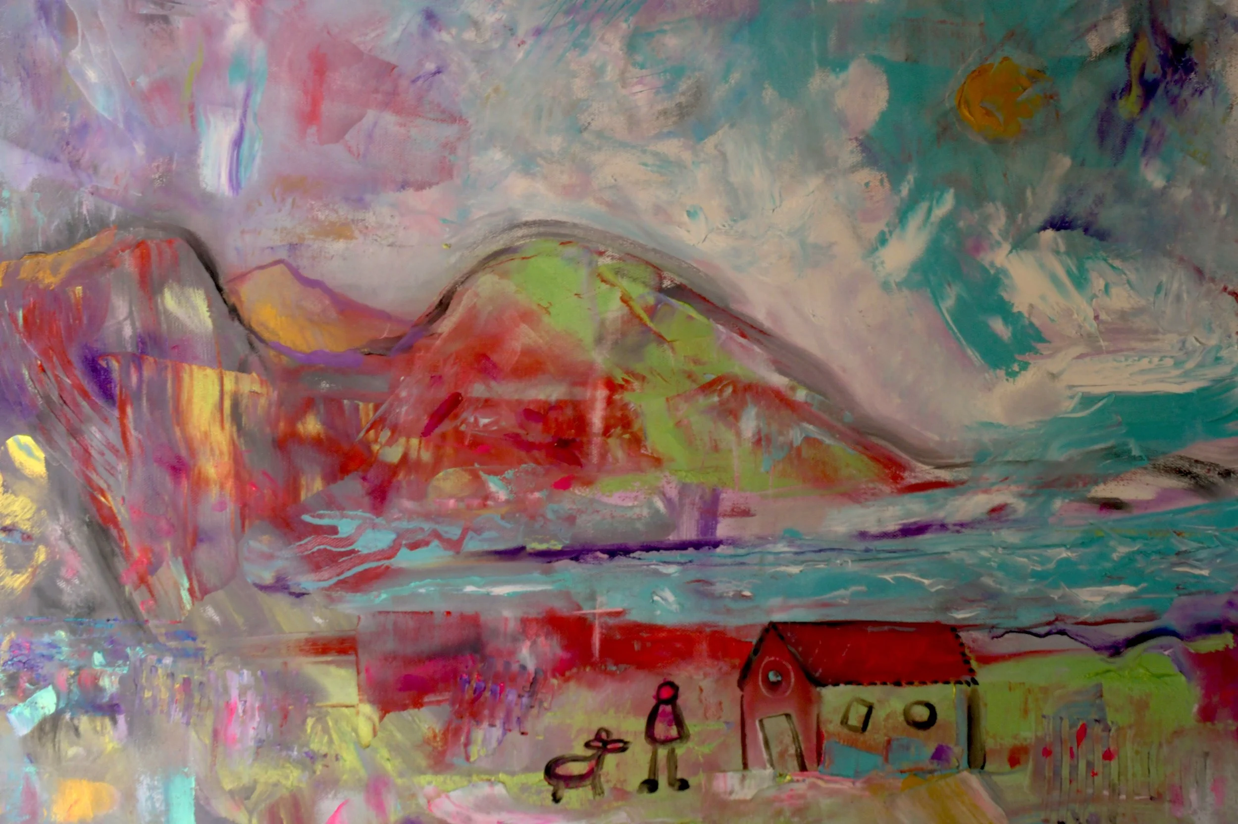 Cabin by the Sea in Newfoundland [mixed media on canvas] 100X350cm 2024. 2000US