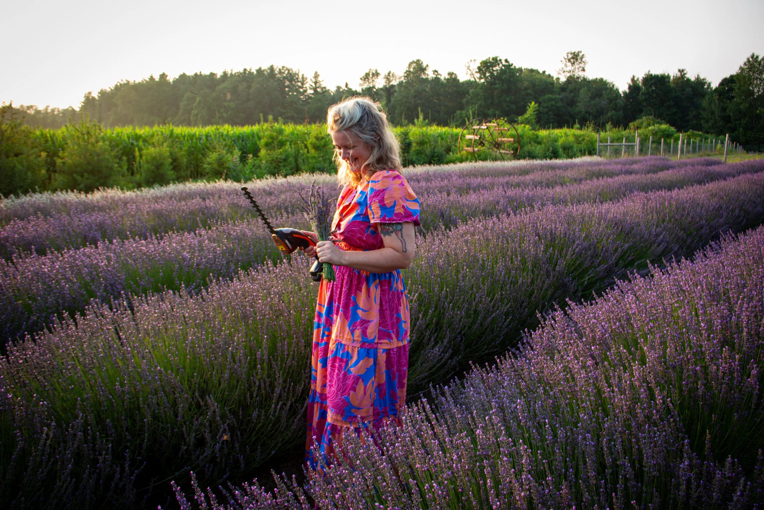 Humanist Officiant Gemma James-Smith at Bayfield Lavender Farm in Bayfield, Ontario.