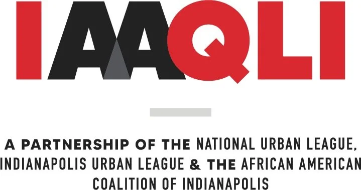 IAAQLI logo with text: A partnership of the National Urban League, Indianapolis Urban League, and The African American Coalition of Indianapolis.