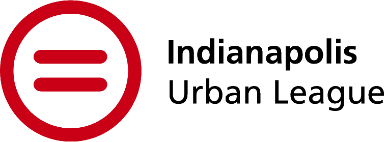 Logo of the Indianapolis Urban League featuring a red circle with two horizontal lines and black text.