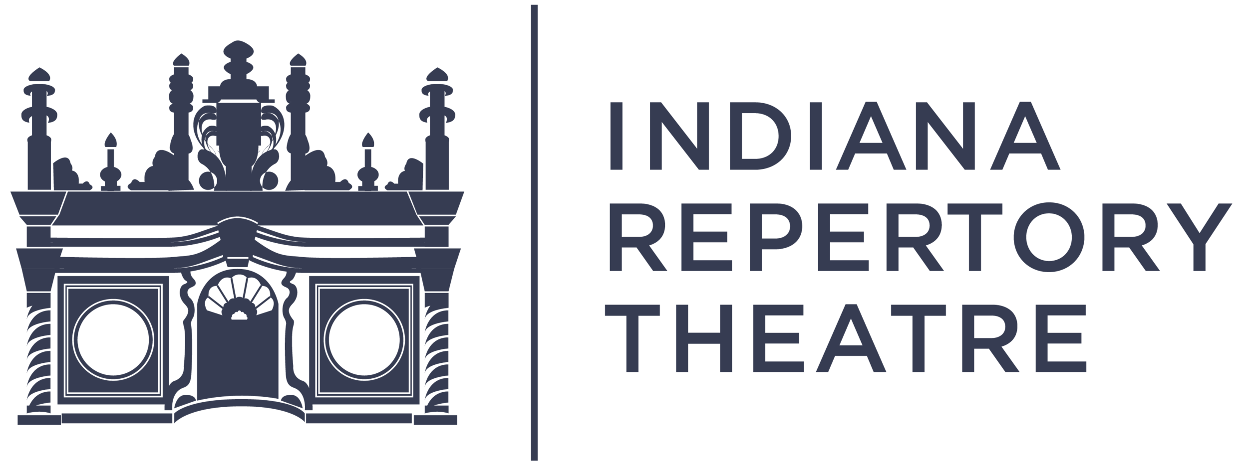 Logo of Indiana Repertory Theatre featuring a stylized illustration of an ornate historic theater facade with the text 'Indiana Repertory Theatre' to the right.