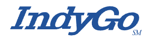 IndyGo logo with blue text and a small 'SM' in the bottom right corner