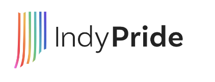 IndyPride logo with colorful rainbow stripes and black text reading 'IndyPride'