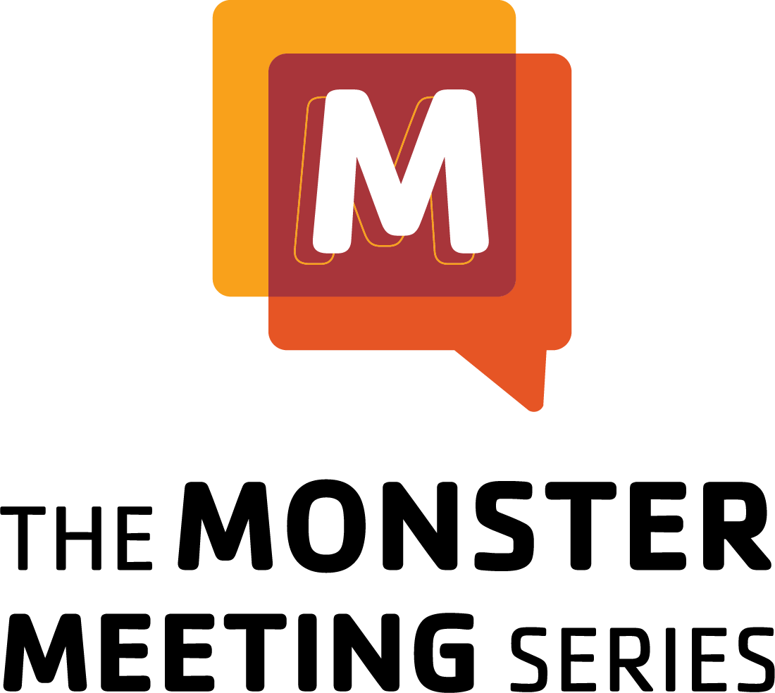 Animated icon with a black letter M in a speech bubble with overlapping orange, yellow, and red squares in the background.
