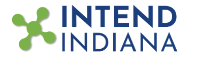 Logo for INTEND Indiana featuring a stylized green market node icon and blue text.