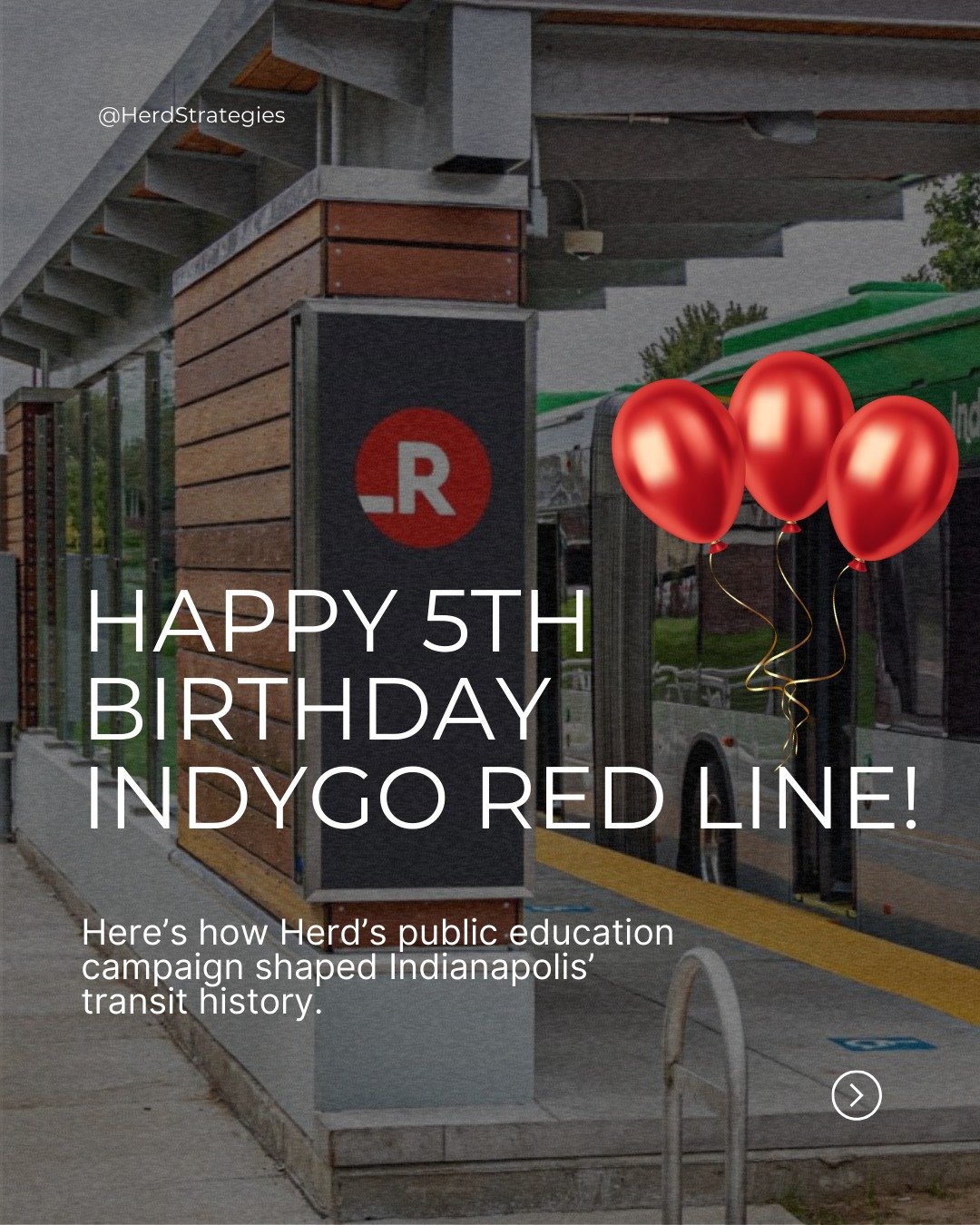 Happy 5th Birthday, Indy Go Redline! 

Five years ago, Herd Strategies celebrated a partnership with @indy.mpo, @indygobus, and Indy Connect to promote a county-wide public education campaign focused on advancing long-range transit and housing develo