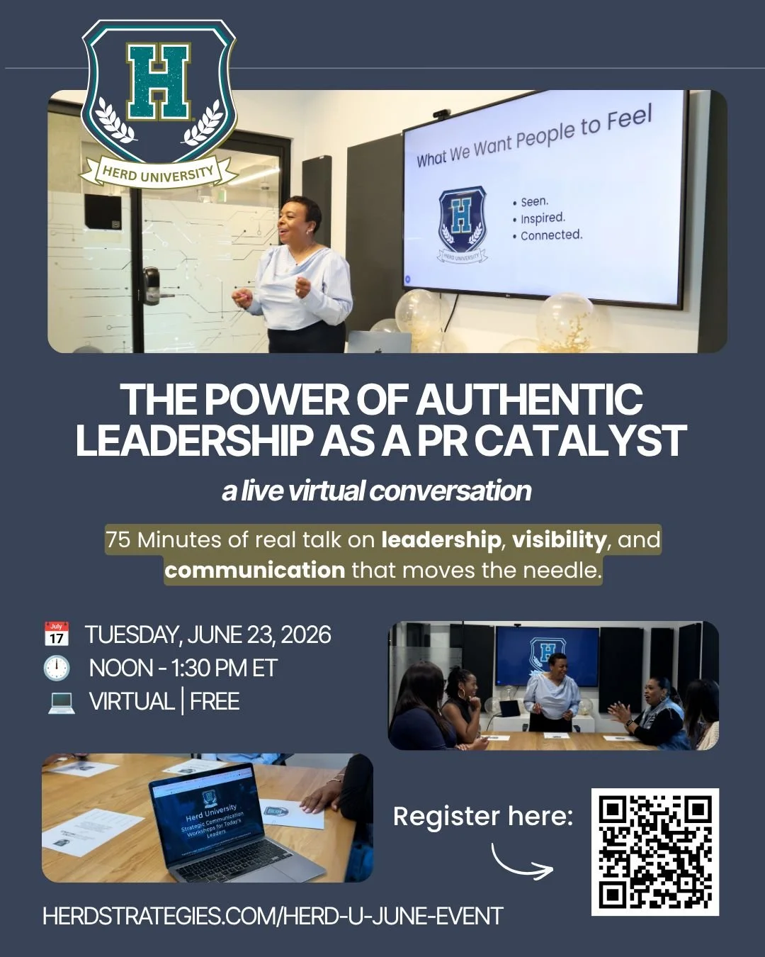 The wait is over. 👀

Herd U's very first live virtual event is here, and we're saving you a seat.

The Power of Authentic Leadership as a PR Catalyst: A live, virtual conversation,  Tuesday, June 23 at Noon. 

Real leaders, real talk, and no fluff. 
