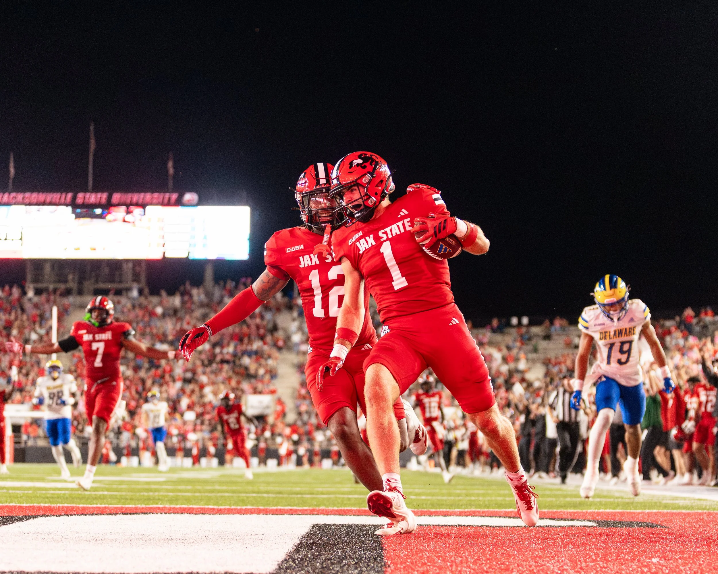 This photo was a touchdown scored by Caleb Nix against Delaware. We scored after recovering a fumble.