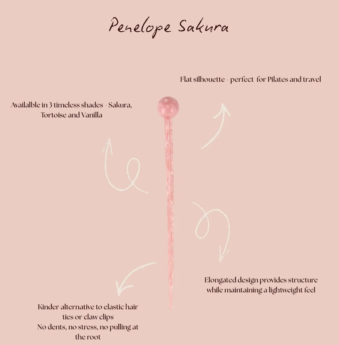 Designed with a long, flat silhouette &mdash; Penelope is 
perfect for Pilates, travel, and everything in between 💕

#frenchpin #hairpin #pilateshair #frenchtwist