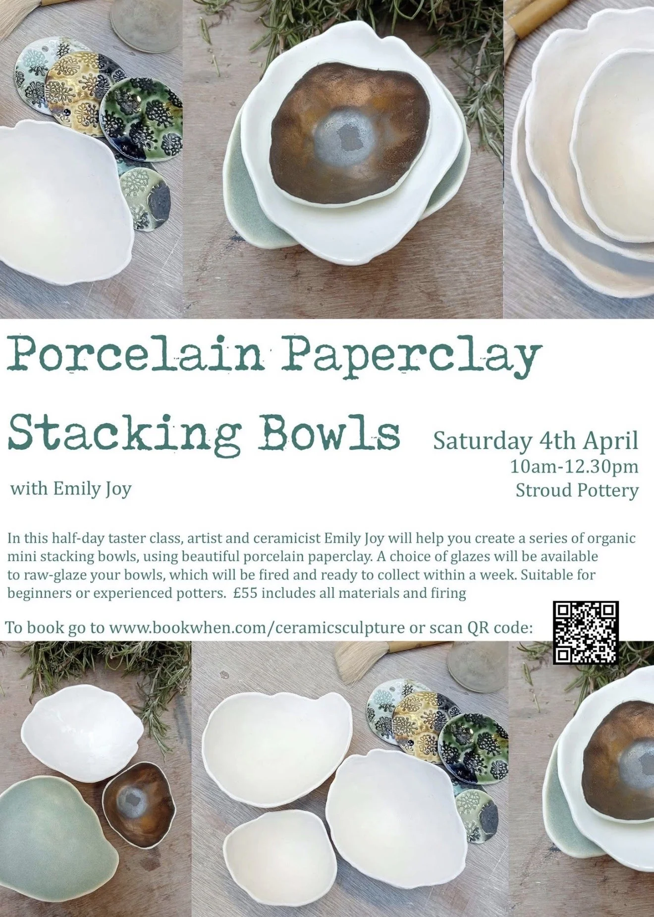Porcelain Paperclay stacking Bowls