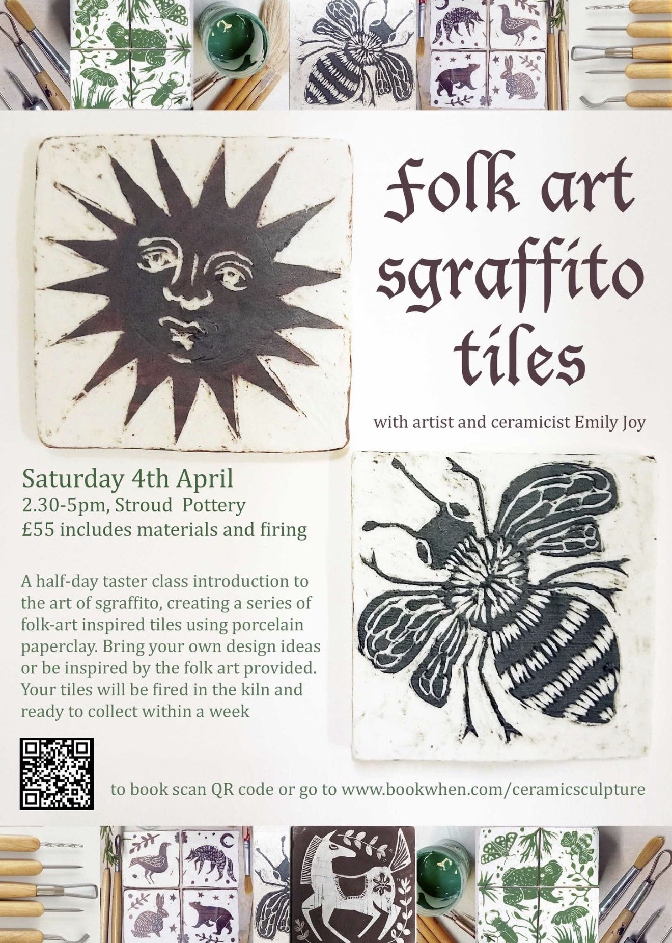 Folk Art Sgraffito Tiles