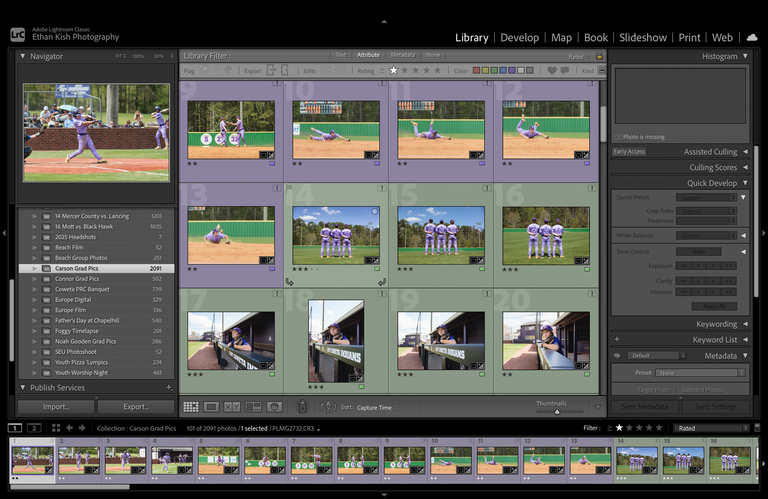Screenshot from the Library window in Lightroom Classic.