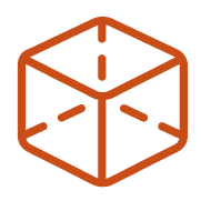 Outline of a cube with dashed lines indicating its internal structure
