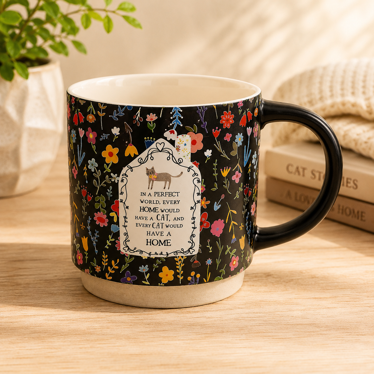 Cat Home Stoneware Mug – 18 oz
