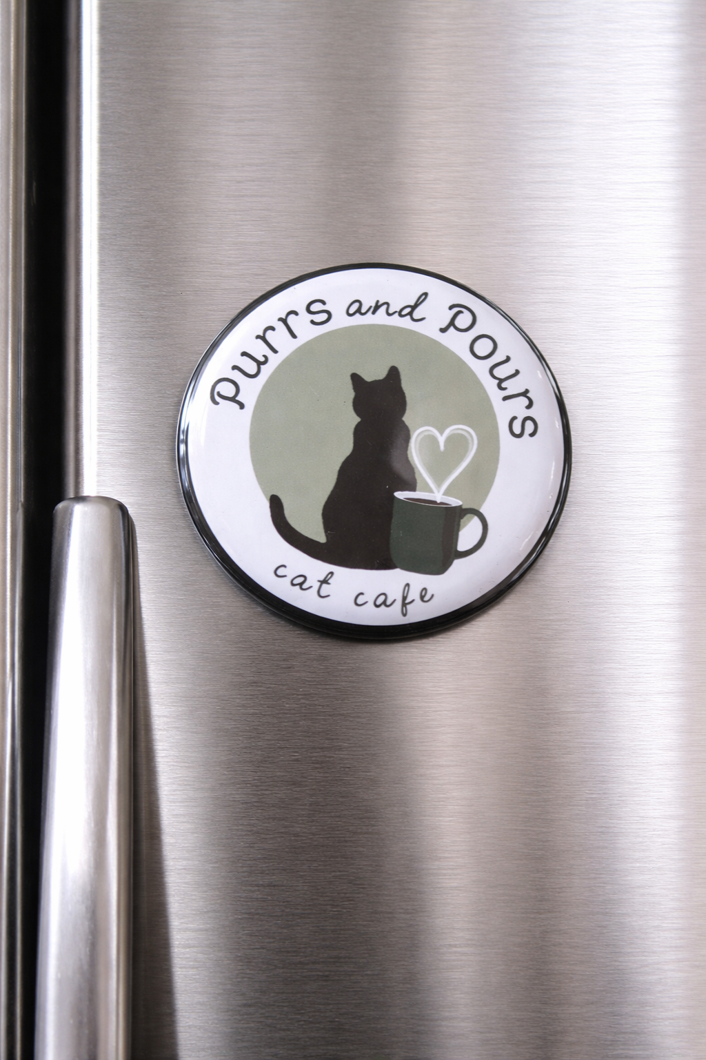 "Purrs & Pour Cat Cafe" Logo 2.25" Round Magnets