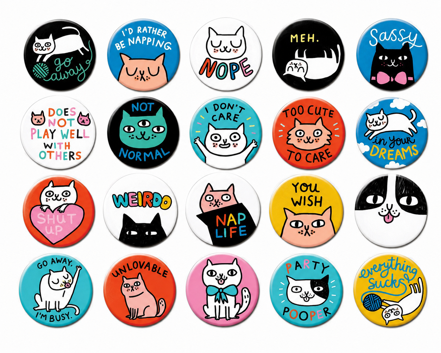 Cattitude 1" Buttons