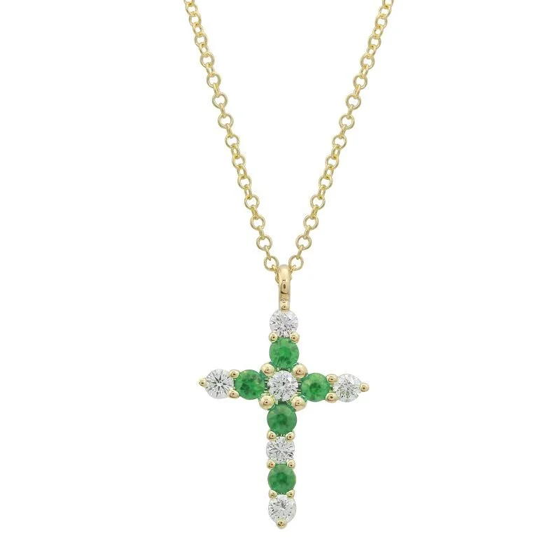 EMERALD X DIAMOND CROSS NECKLACE