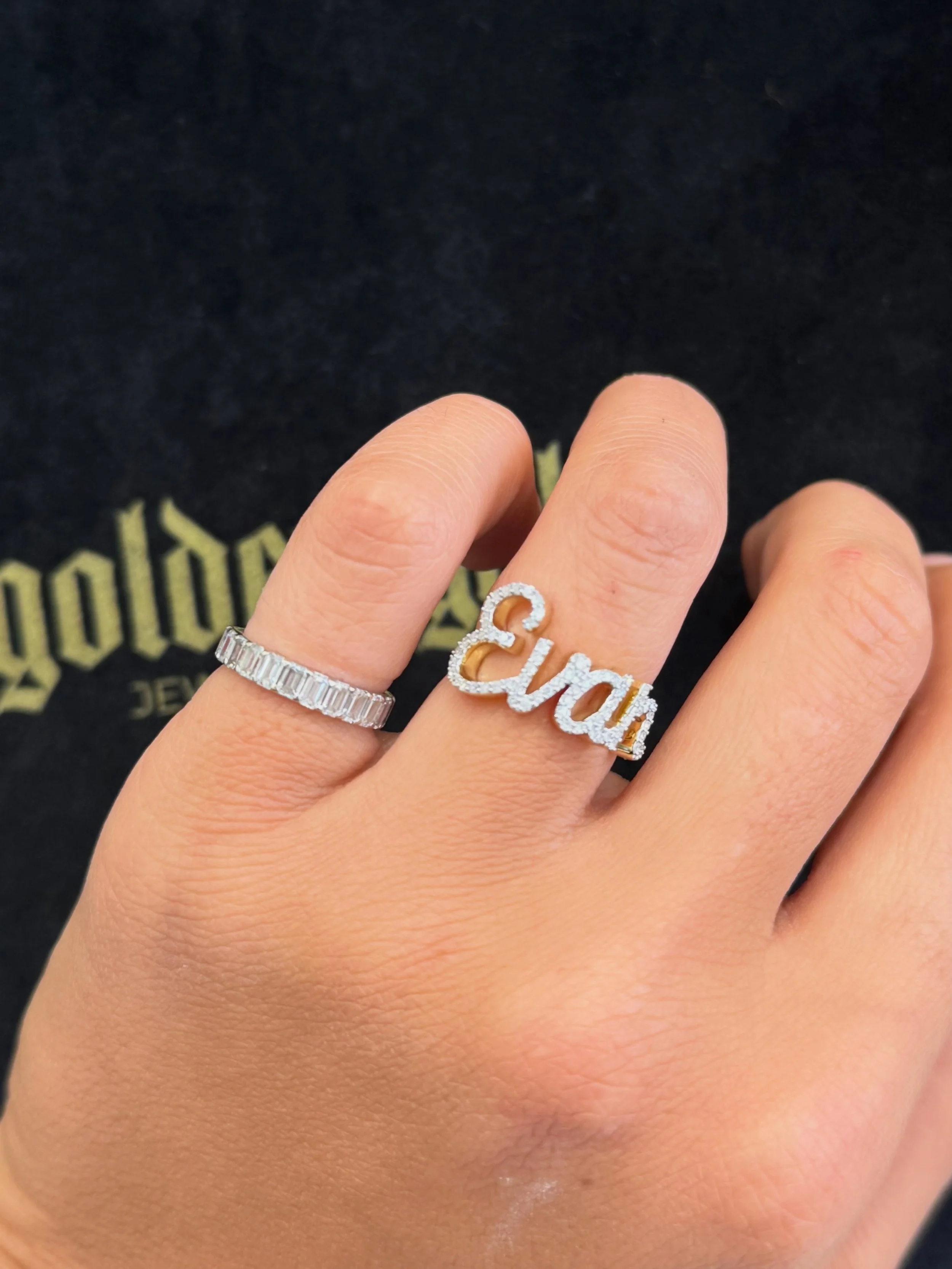 this Gal customized her man&rsquo;s name into a masterpiece of Gold &amp; Diamonds ❤️🩵 
Made with love, for love!!!! Get in touch to design your very own sentimental jewelry.

&mdash; Designed by Golden Gal &mdash;
📍Lone Pine &amp; Orchard Lake Rd