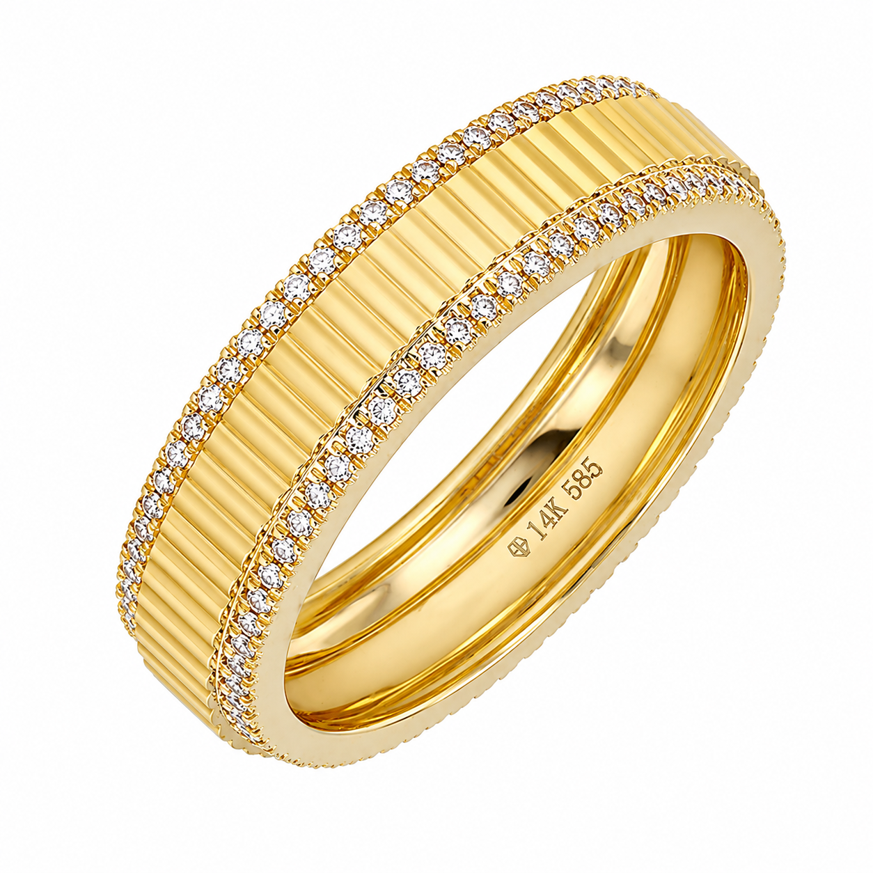 FLUTED DIAMOND ETERNITY PINKY RING