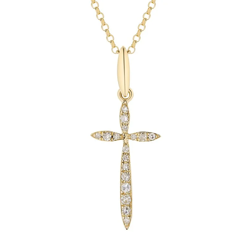 ELONGATED DIAMOND CROSS NECKLACE