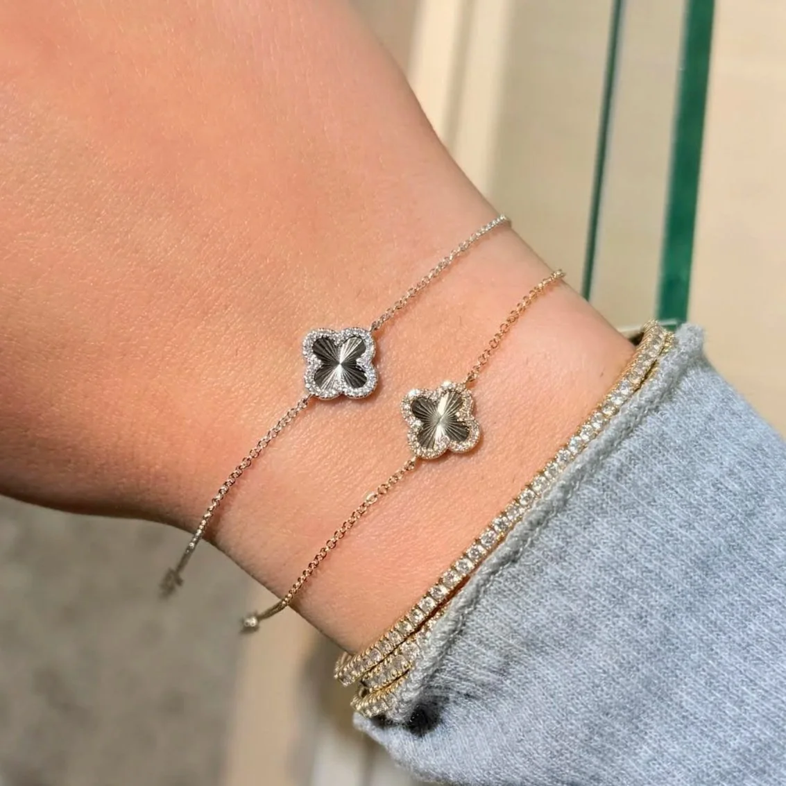 FLUTED CLOVER DIAMOND BRACELET