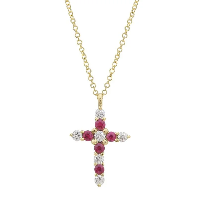 RUBY X DIAMOND CROSS NECKLACE