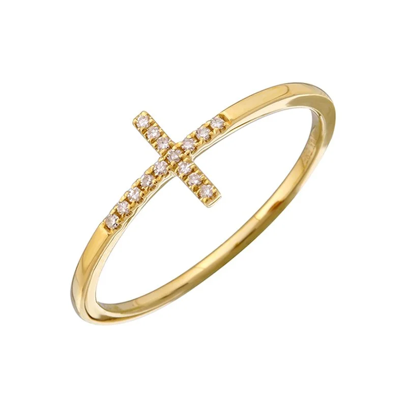 DIAMOND CROSS PINKY RING