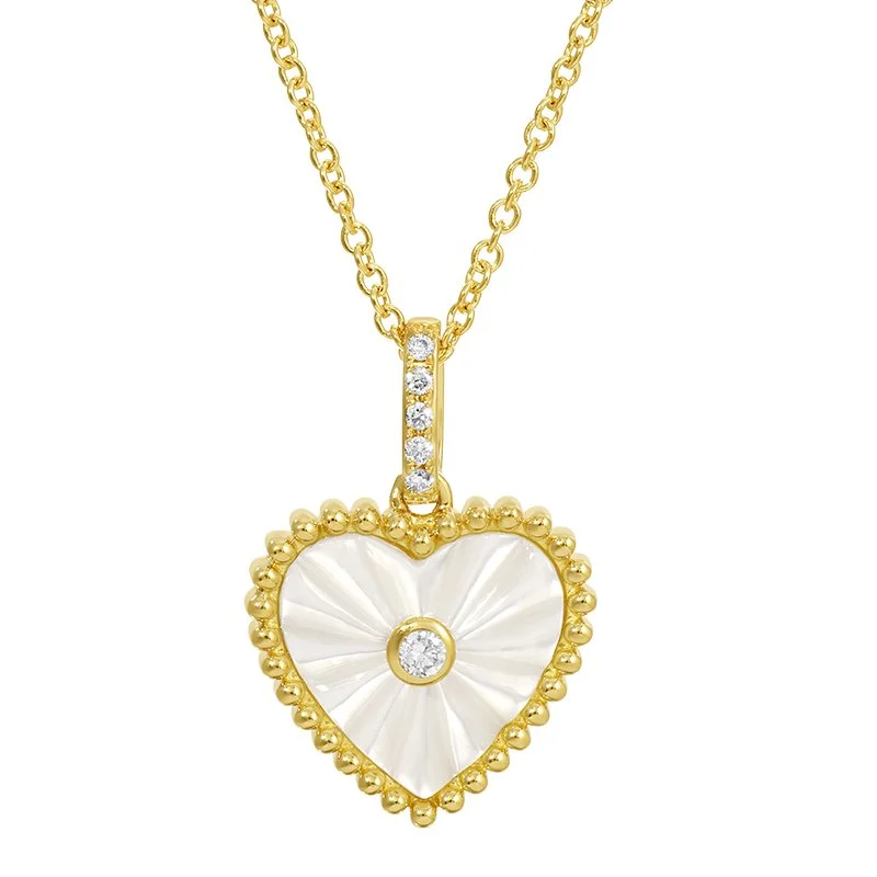 FLUTED HEART MOTHER OF PEARL NECKLACE