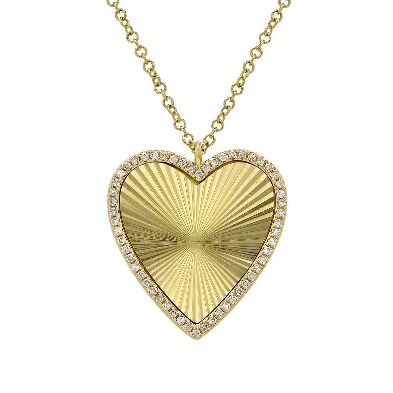 FLUTED HEART CHARM NECKLACE