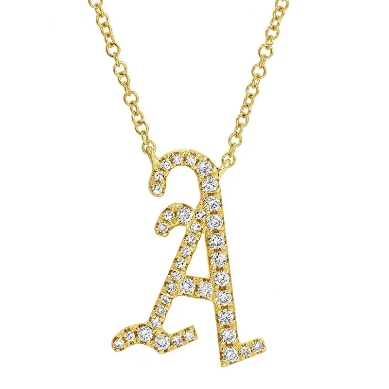 OLD ENGLISH DIAMOND INITIAL NECKLACE