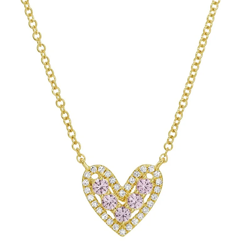 PINK SAPPHIRE HEART NECKLACE