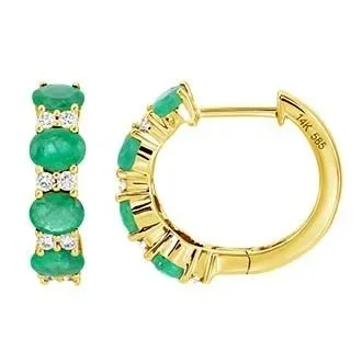 EMERALD & DIAMOND  HOOPS