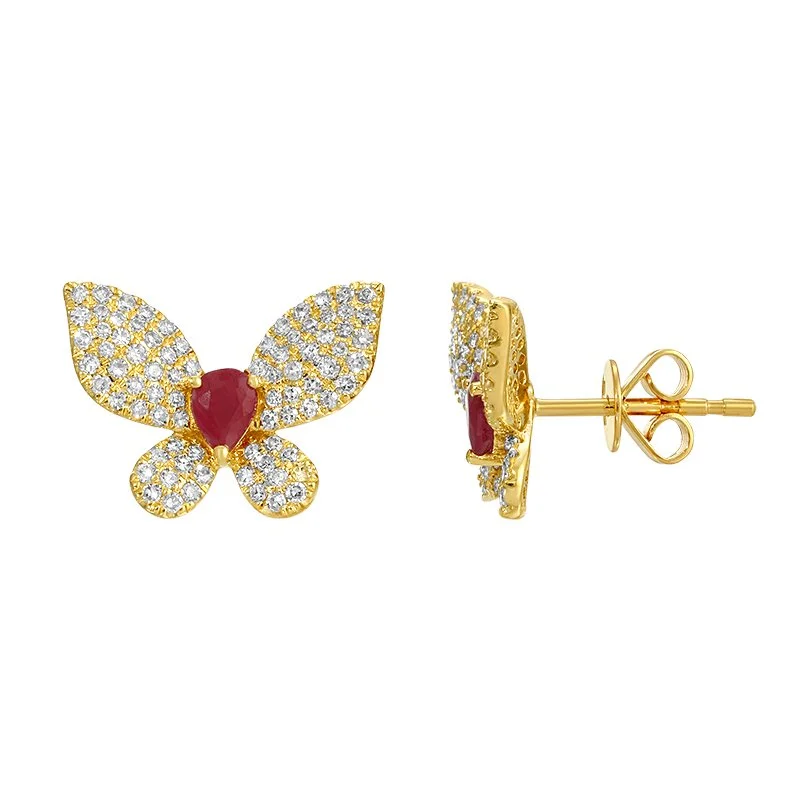 BUTTERFLY RUBY DIAMOND STUDS