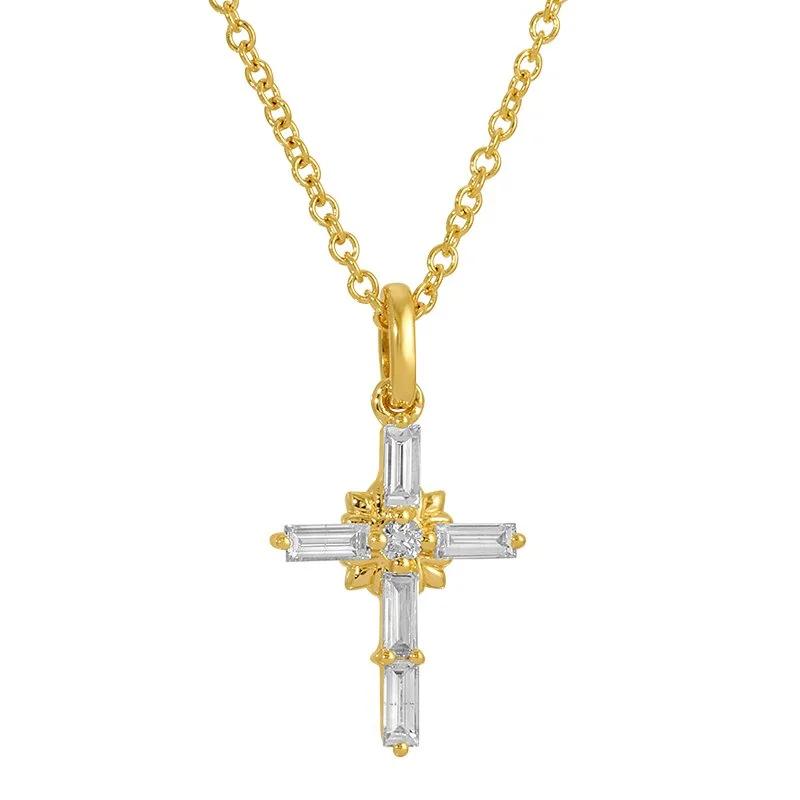 ELLE BAGUETTE CROSS NECKLACE