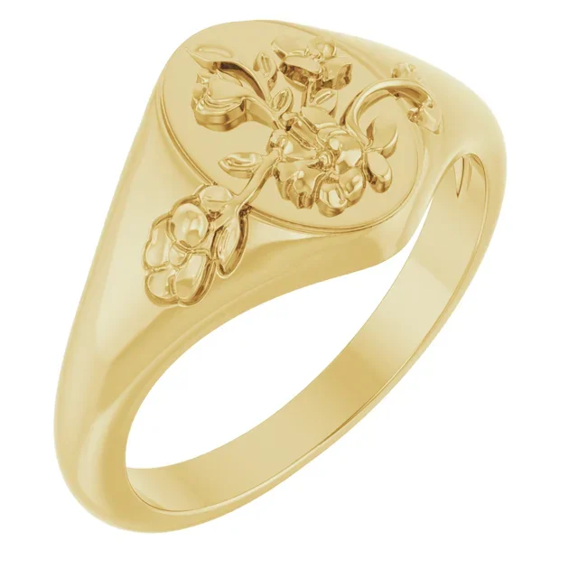 FLORAL SIGNET PINKY RING
