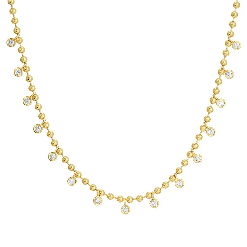 DIAMOND BEZEL BEAD NECKLACE