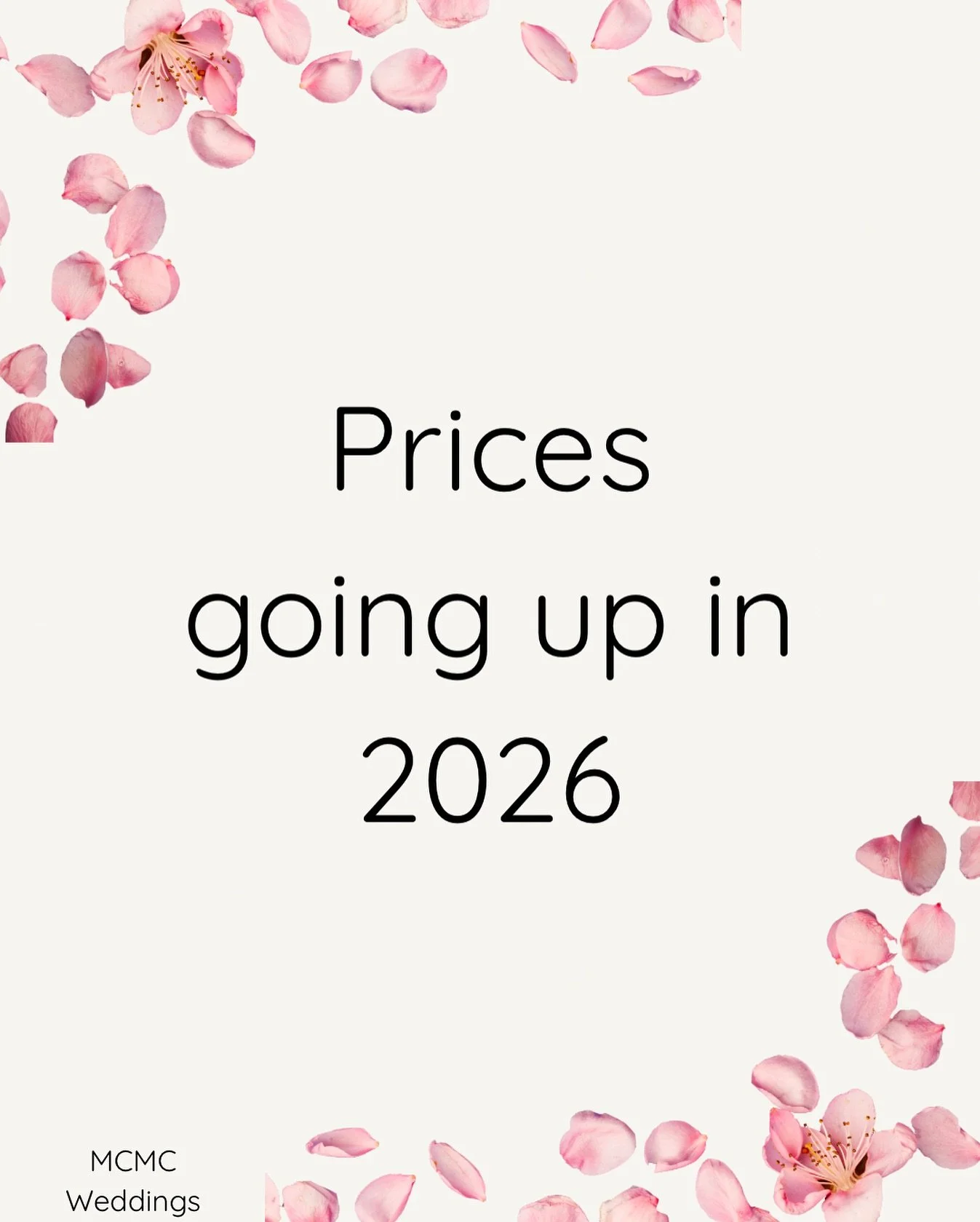 Our prices will be going up in 2026, but if you book before the end of 2025, you&rsquo;ll lock in our current rates!

If your wedding is in 2026, now is the perfect time to secure your content creator, check it off your planning list, and save while 