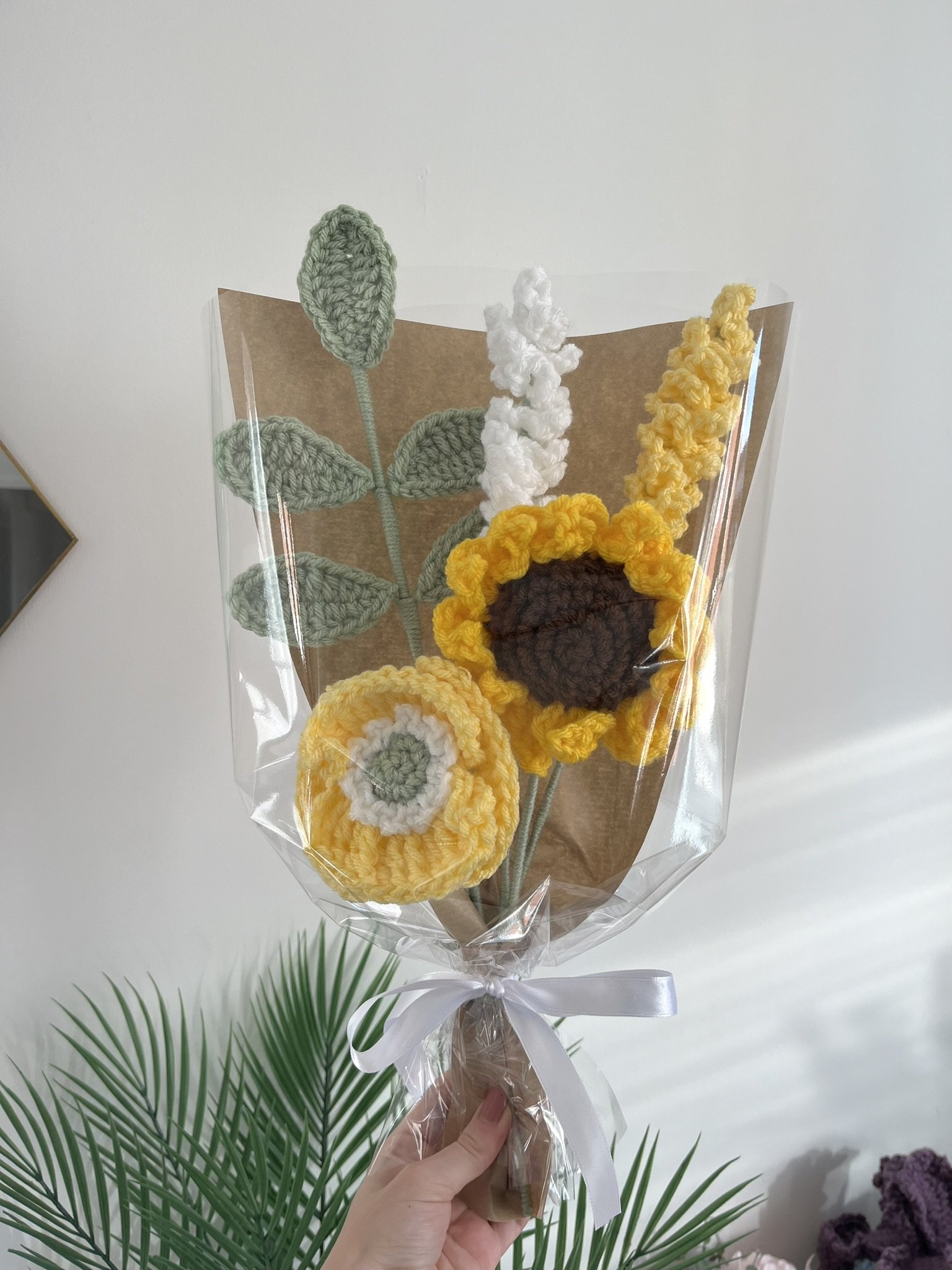 Wrapped Flower Bouquet: Yellow Tones