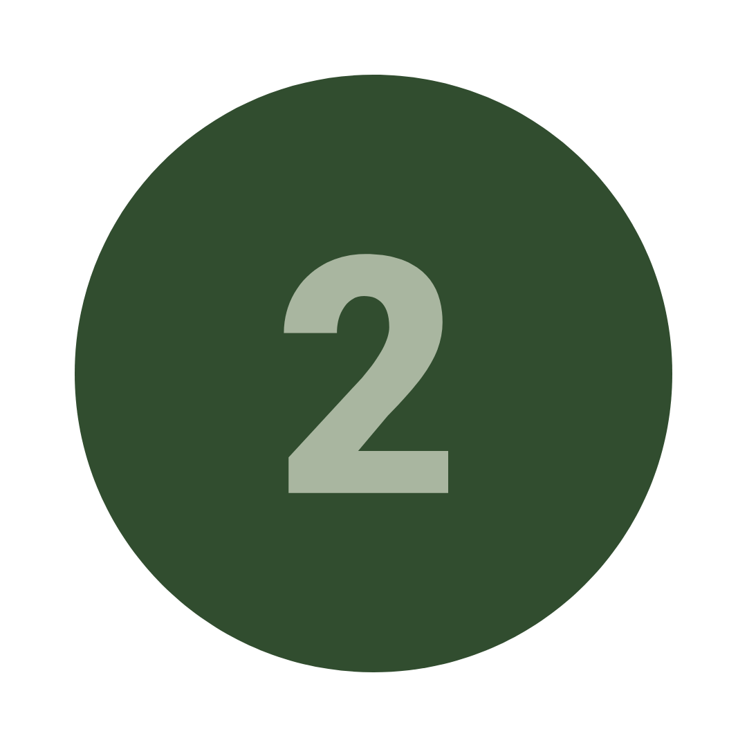 A circular green background with the number 2 in the center.